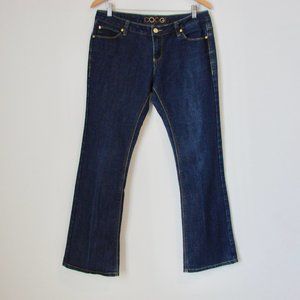 COOGI Bootcut Jeans Tall Dark Wash Stretch Gold Embroidered Logo Size 12